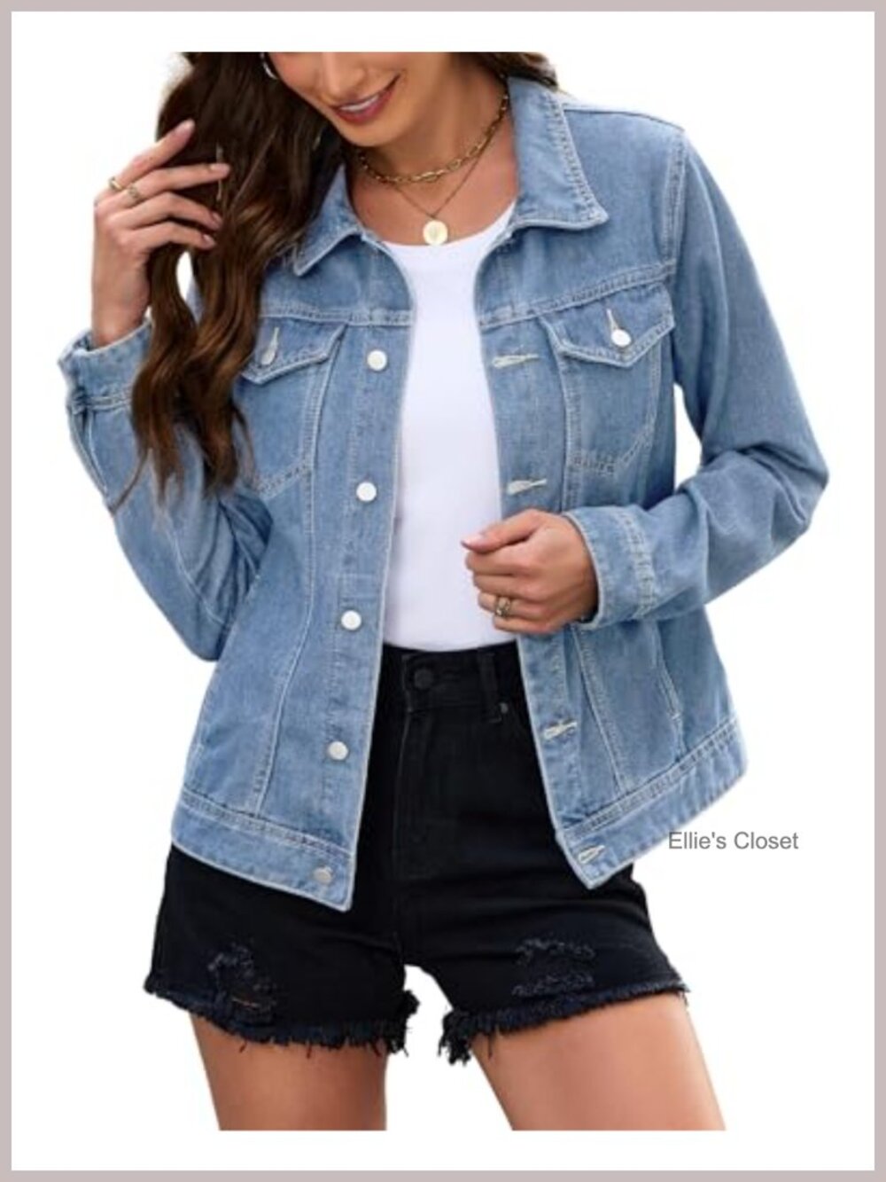 Women's Fitted Cropped Denim Jacket Stretch Jean Coat with Pockets
